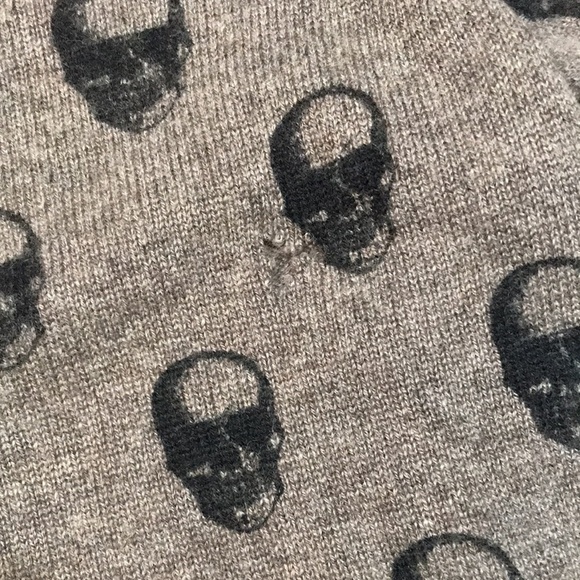 360 Skull Cashmere Cara Jack Brown Skull Print Cashmere Sweater Size S - Picture 8 of 13